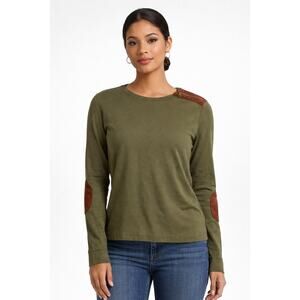 Vintage Lauren Ralph Lauren Suede Olive Green Equestrian Long Sleeve Size Large